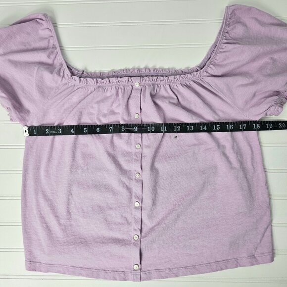 American Eagle Women's Lilac Purple Puff Sleeve Button Front Top Size M NWT - Picture 10 of 12